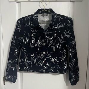 Black and White Leaf Print Blazer